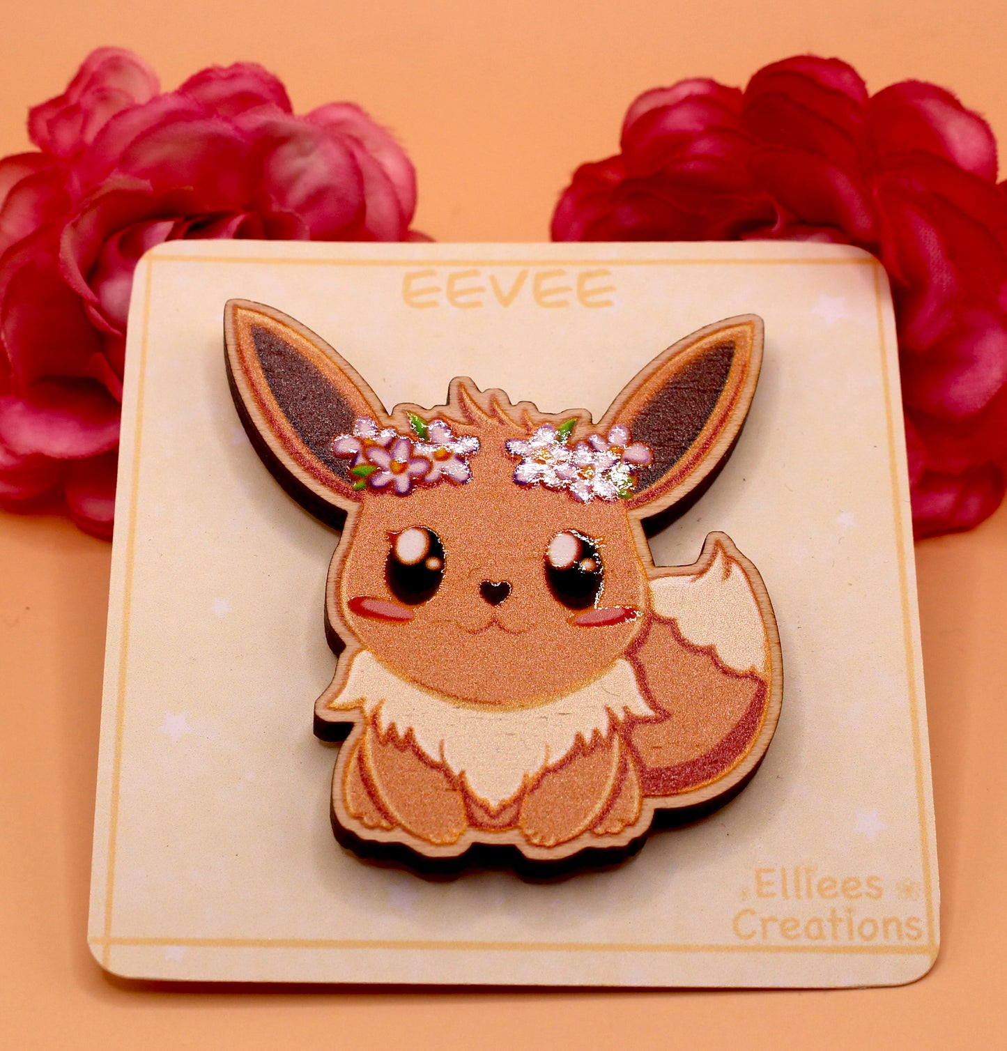 Eevee Wooden Gloss Pin